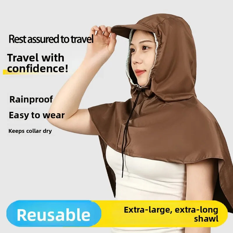 Waterproof Cycling Rain Poncho with Drawstring Hood for Outdoor Work
