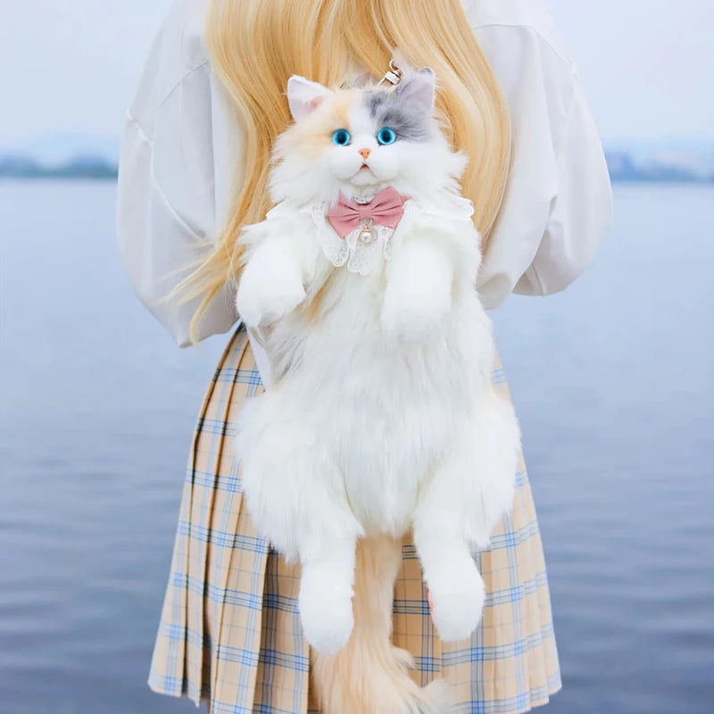 Mini Calico Cat Plush Backpack Soft Shoulder Bag
