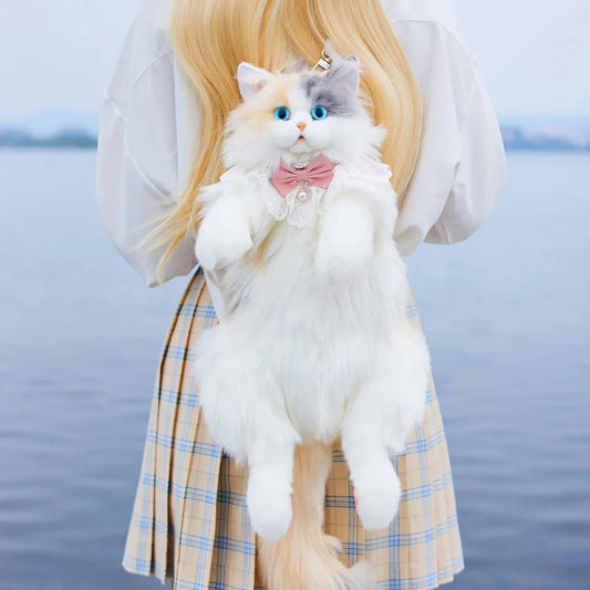 Mini Calico Cat Plush Backpack Soft Shoulder Bag