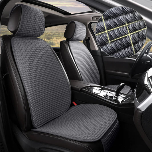 Universal Linen Car Seat Cover Full Set Front Rear Breathable Seat Cushion