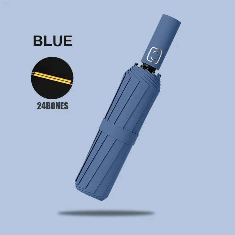 Large Automatic Folding Umbrella 24 Bone Windproof UV Protection Waterproof Travel Umbrella