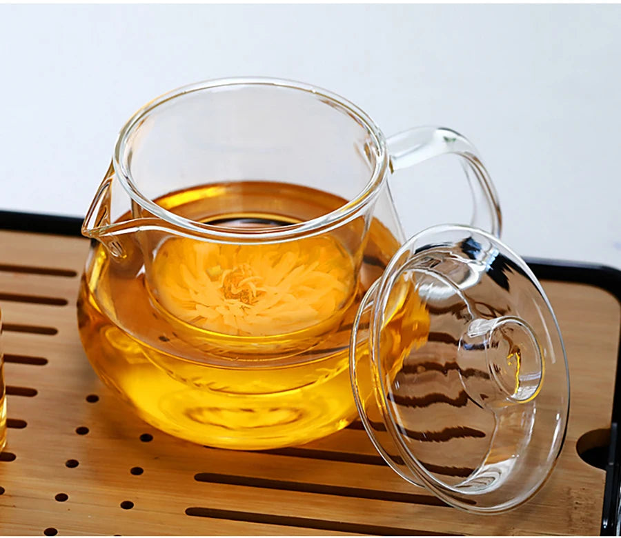 480/650ml Heat-Resistant Teapot With Glass Tea Strainer Infuser Flower Kettle Kung Fu Teawear Set Puer Oolong Pot Teaware