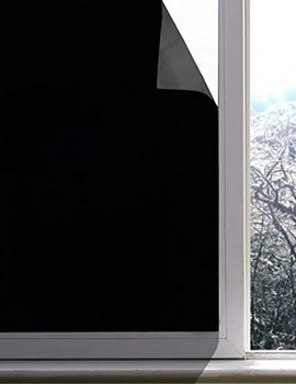 100% Light Blocking Window Film Static Self adhesive Glass Stickers Black Matte Privacy Protective Window Decals Heat Insulation