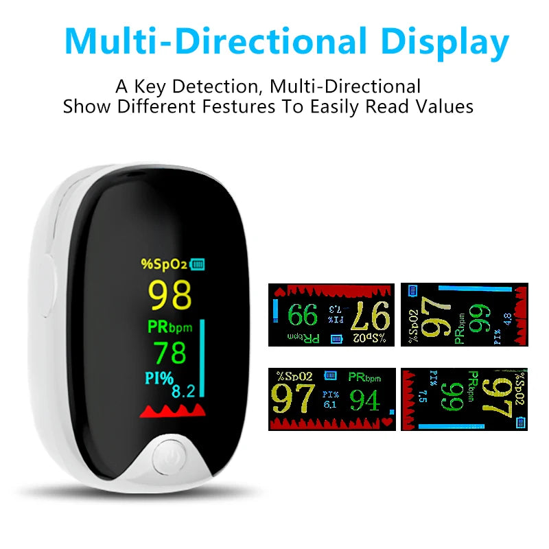 Medical Portable Fingertip Handheld Pulse Oximeters Finger Monitor Adult TFT Screen Automatic Shut Off Bulit in Protector