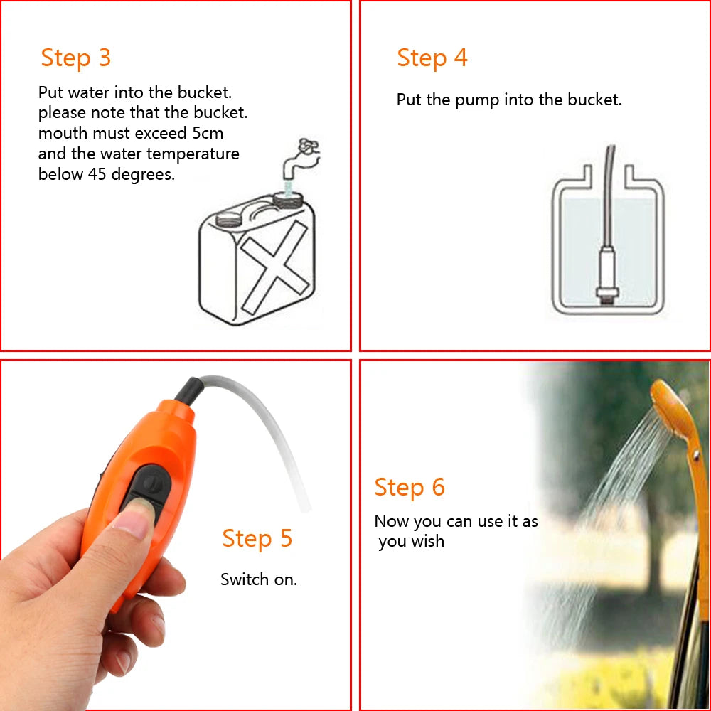 Portable 12V Caravan Camping Shower Pump Kit