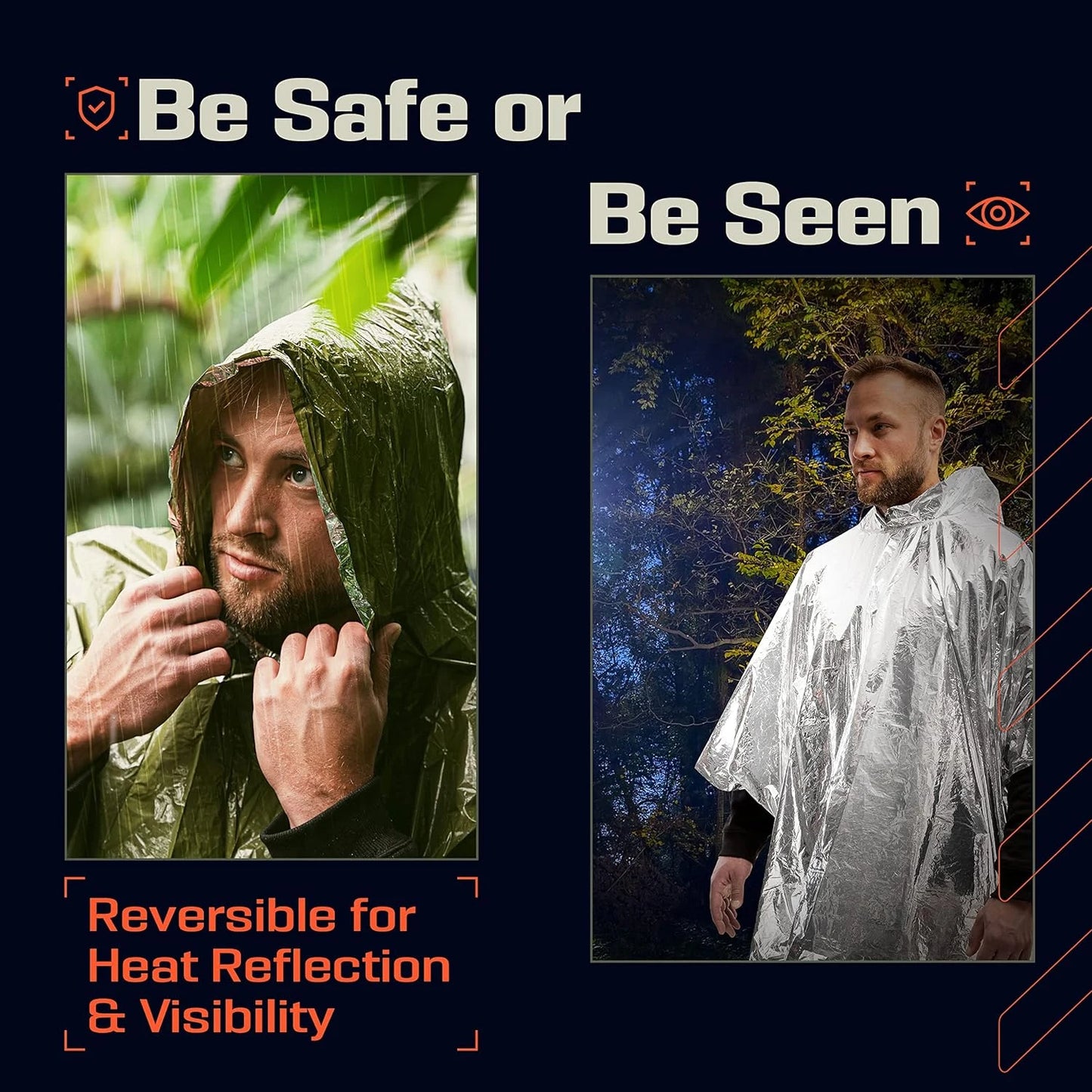 Emergency Thermal Waterproof Rain Poncho and Survival Blanket