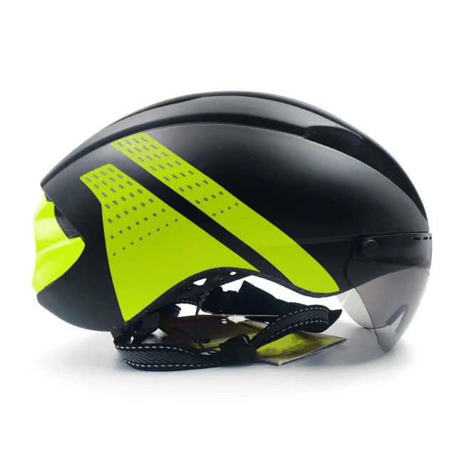 Aero Time Trial Cycling Helmet With Magnetic Lens