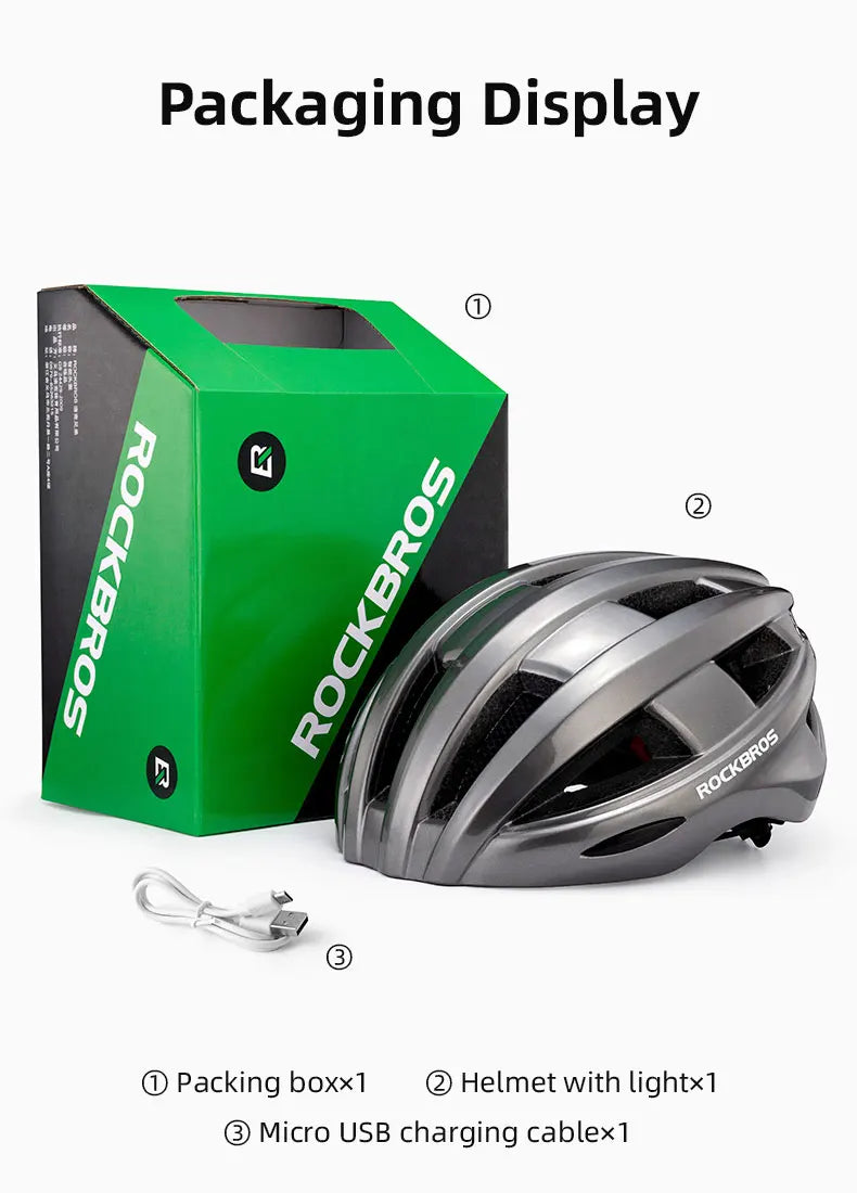 Bicycle Light Helmet MTB Road USB Warning Rear Light Cycling Helmet EPS PC Intergrally-molded Bike Helmet