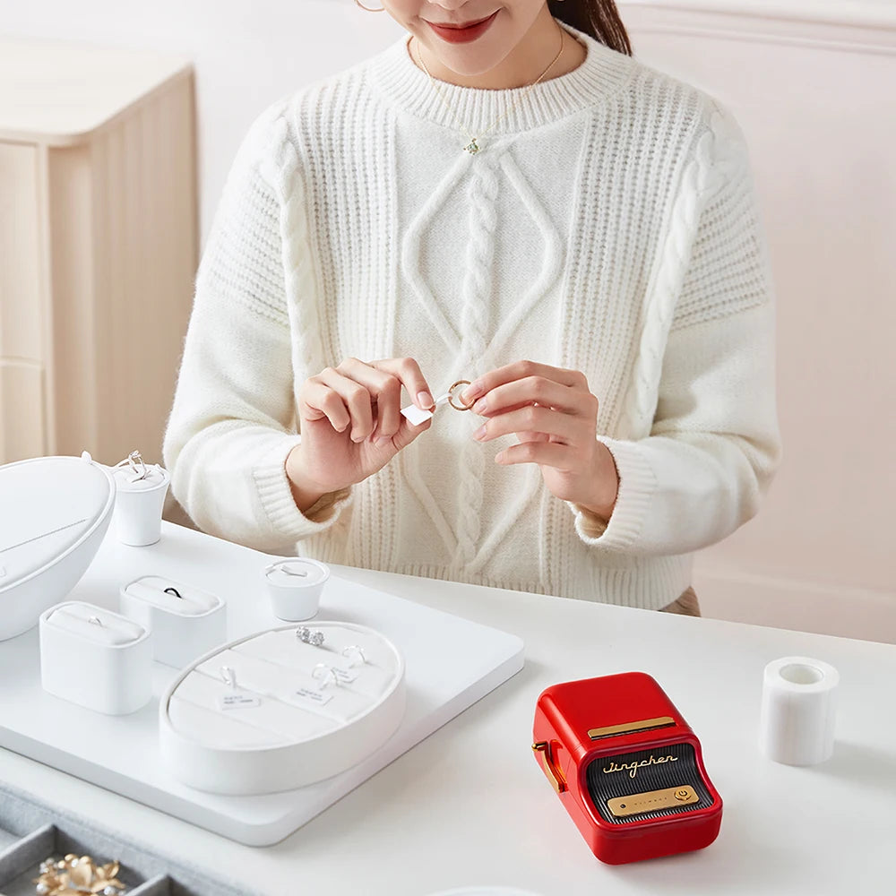 B1/B21 Jewelry Label Printer, Bluetooth Wireless Thermal Sticker Maker 20–50mm, Inkless Price Tag Label Machine for Necklace Ring Bracelet