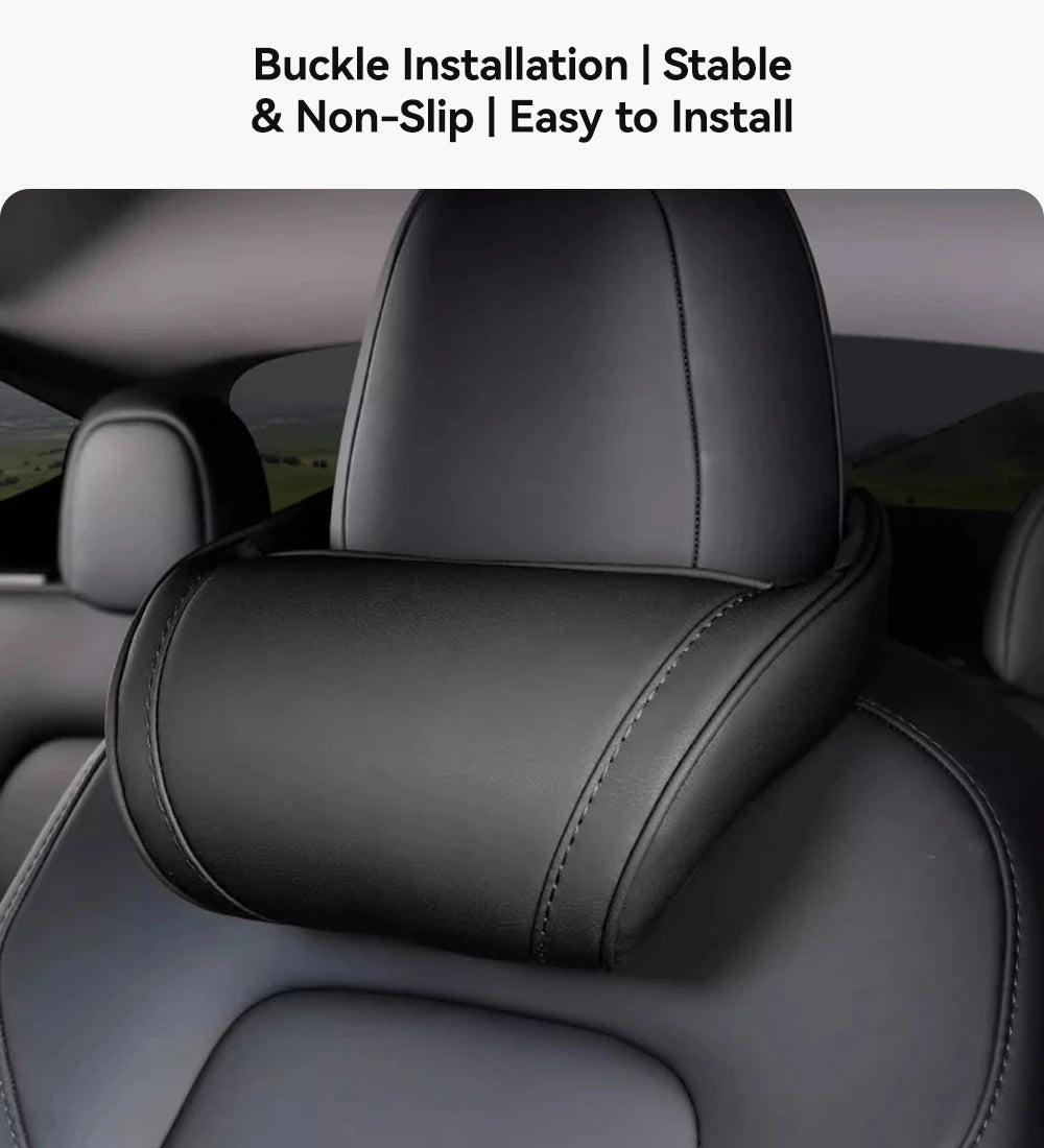 Memory Foam Car Neck Pillow for Tesla Model 3 Y X S PU Leather Headrest Support