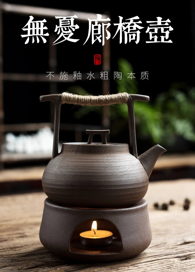 350ml Japanese Style Teapot Handmade Retro Coarse Pottery Stoneware Kungfu Tea Ceremony Portable Tea Maker Ceramic Teapot Teaset