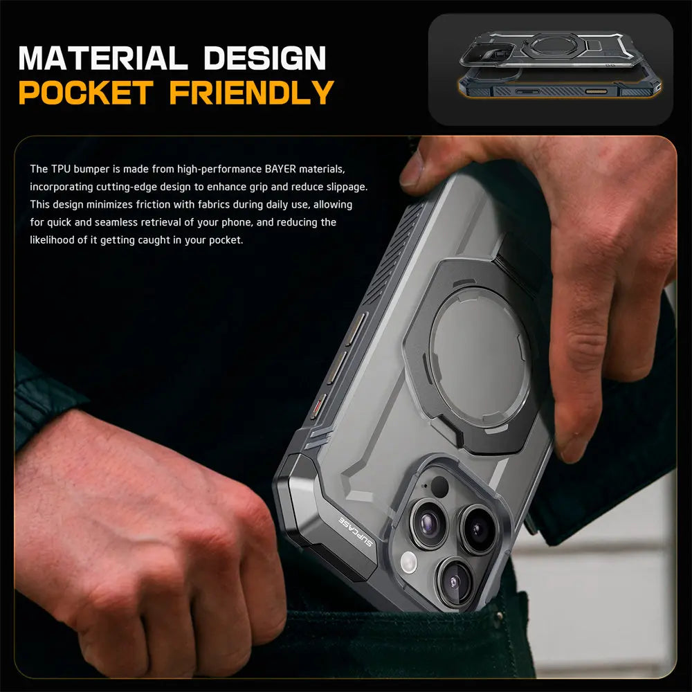 For iPhone 16 Pro Case with Camera Control Capture Button UB Grip Heavy Duty Rugged  Phone Case with Stand