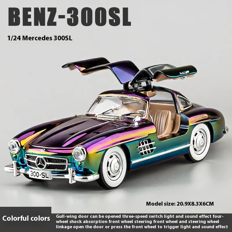 1:24 Mercedes-Benz 300SL Electroplated Version Alloy Diecast Classic Car Model Display Collection