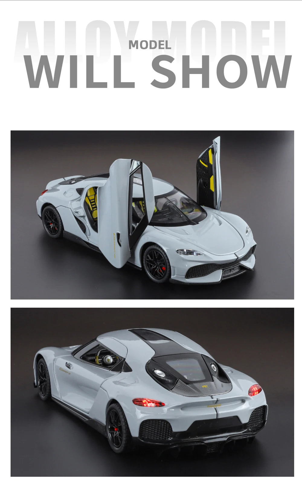 1:24 Gemera GT Sports Car Alloy Diecast Metal Model Sound Light Pull Back Toy Boys Simulation Car Model Ornament Present