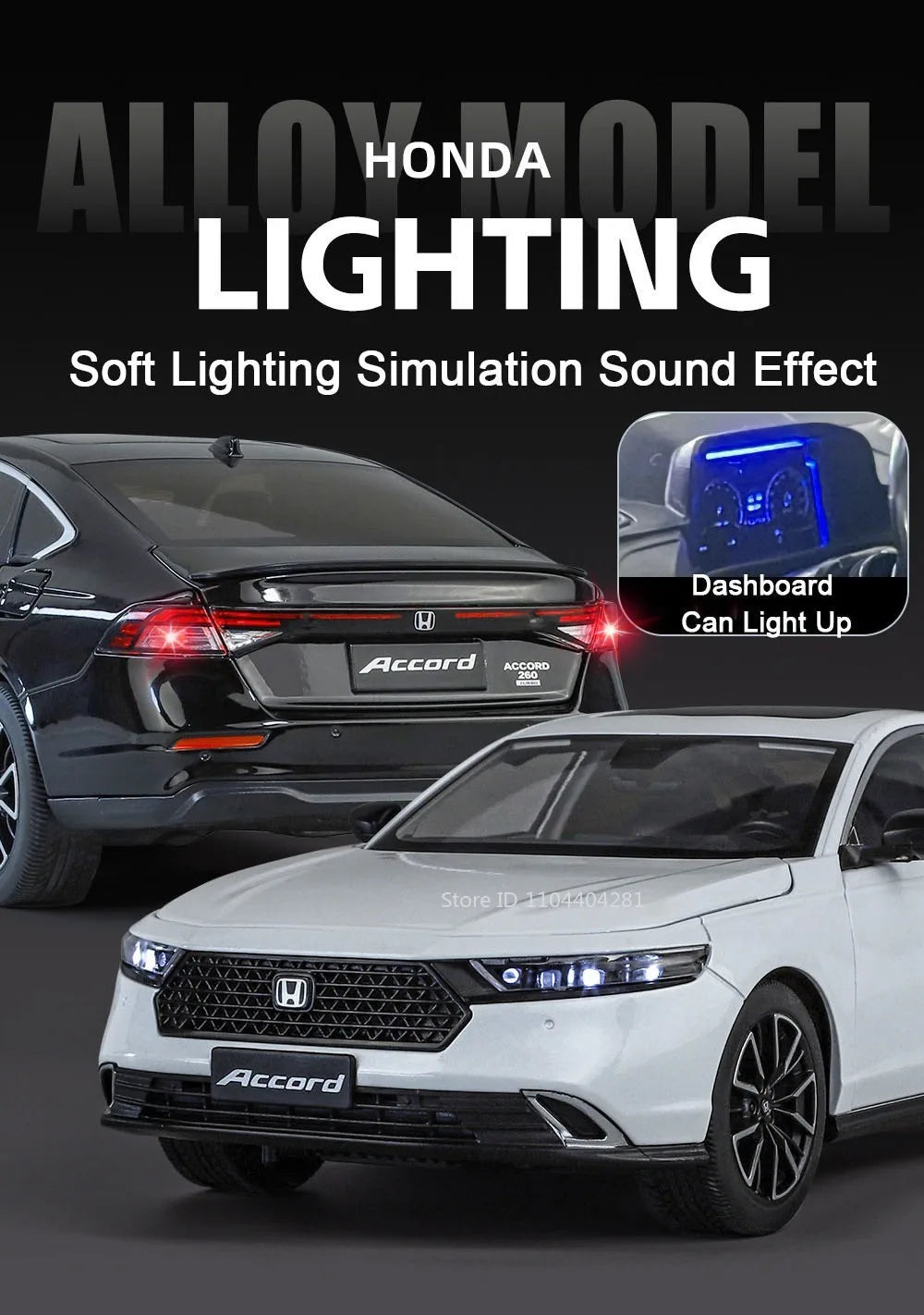 1:18 X5M Honda Accord Car Toys Alloy Diecast Models Shock Absorption Doors Opened Front Wheel Steering Vehices Desktop Ornament