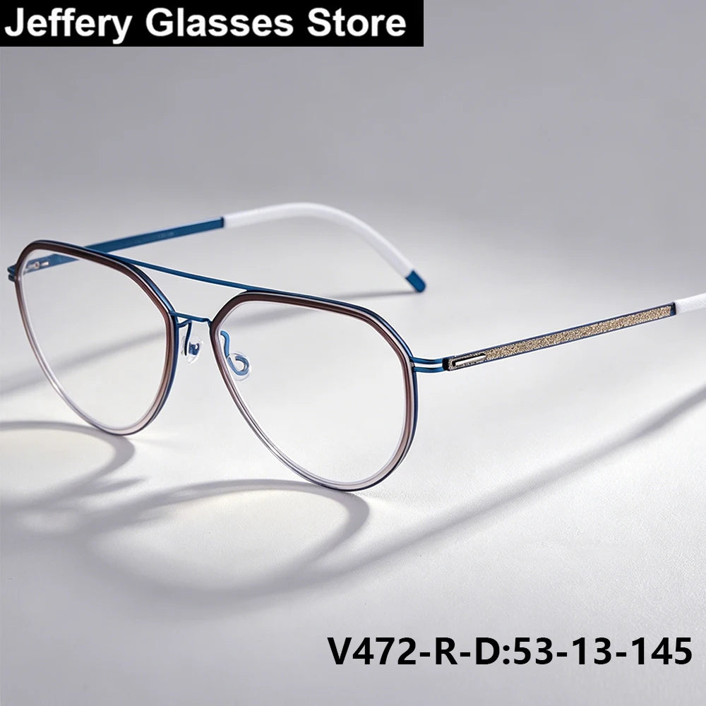 Oversized Pilot Titanium Double Bridge Eyeglasses Frame