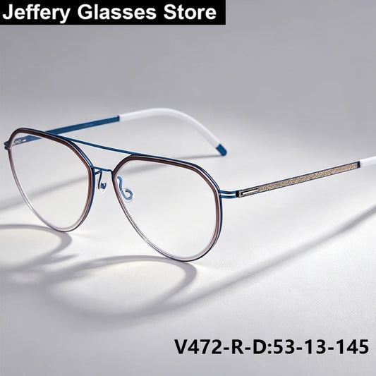 Oversized Pilot Titanium Double Bridge Eyeglasses Frame