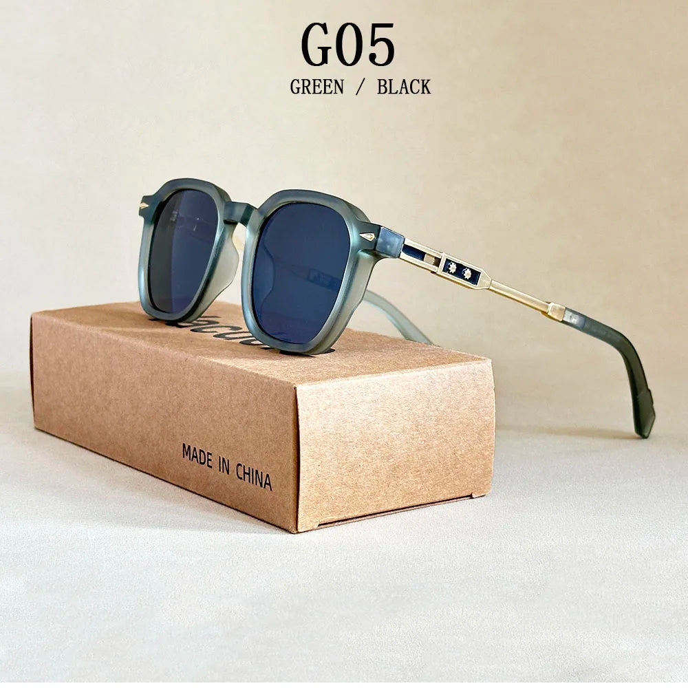 Vintage Square Acetate Frame Sunglasses With UV400 Protection