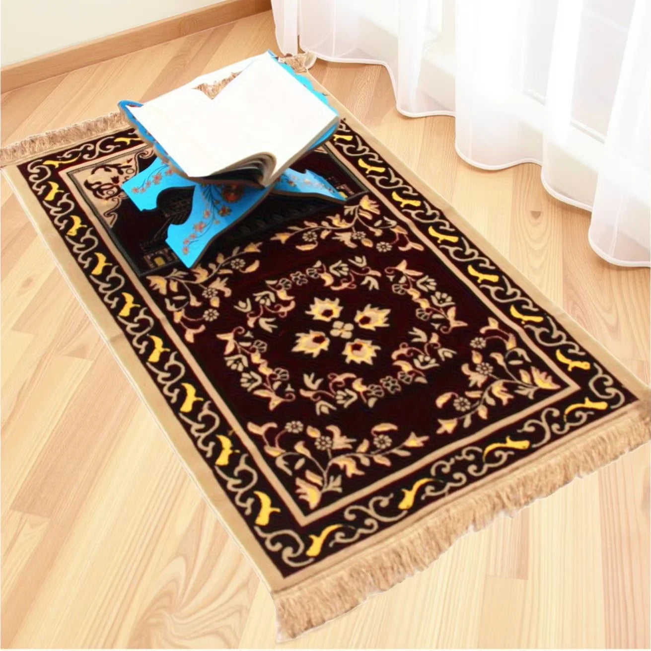 Islamic Velvet Prayer Rug Thick Soft Praying Carpet Traditional Muslim Mat Ramadan  Eid Gift