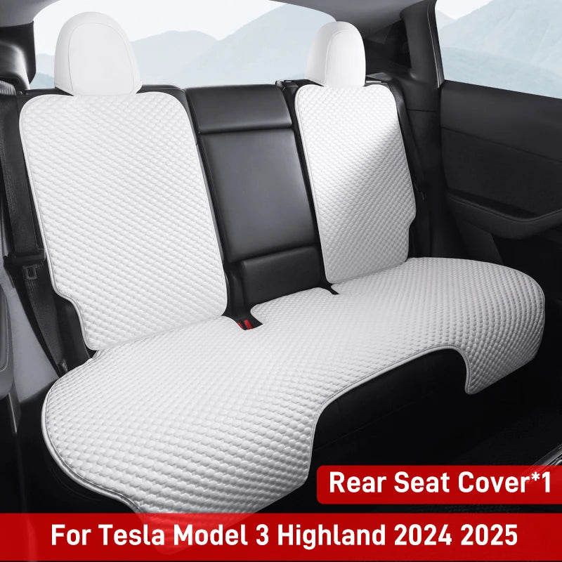 For Tesla Model 3/Highland 3 For 2020-2024 Model 3 Car Seat Cover 5-Seat Ice Silk Seat Cushion Summer Breathable Car Mat Pad