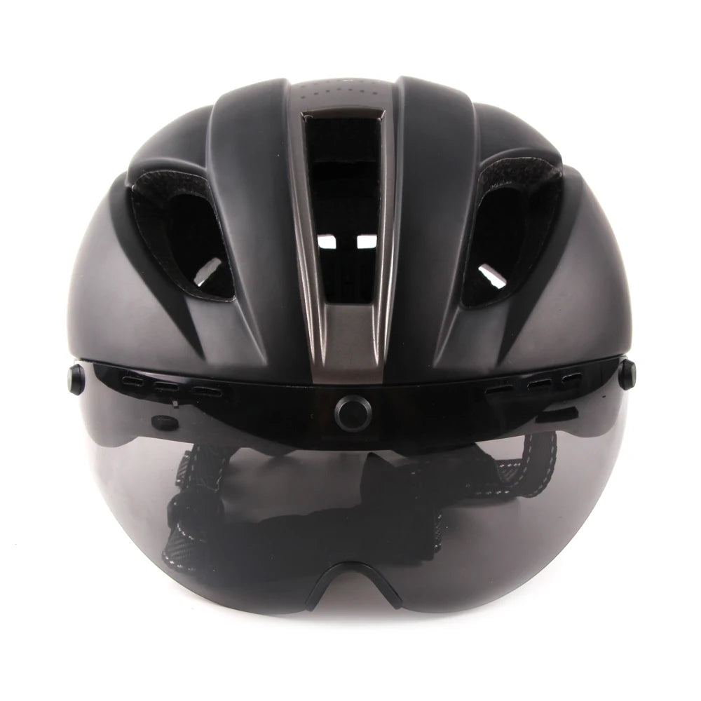 Aero Time Trial Cycling Helmet With Magnetic Lens