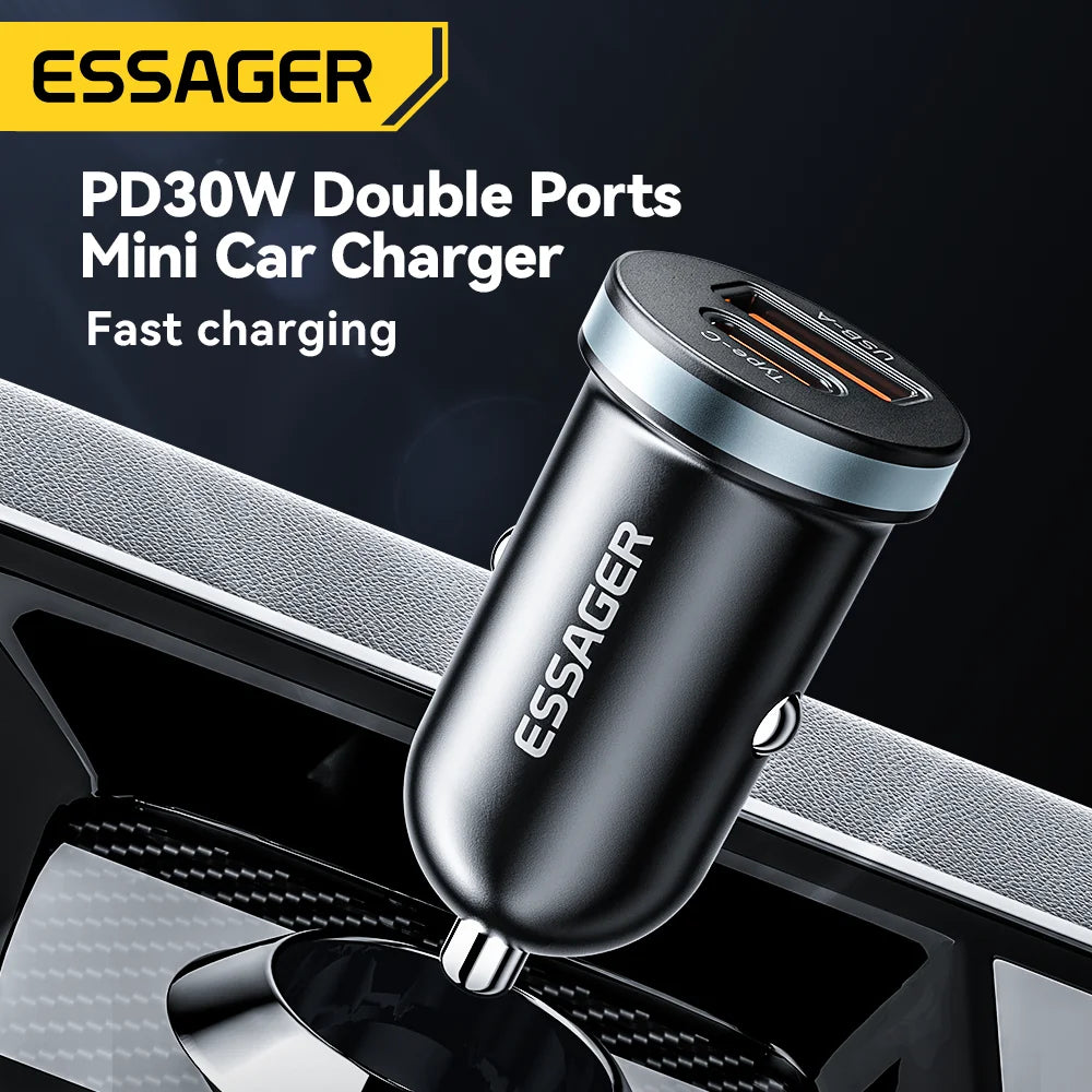 30W USB-C + USB-A Fast Car Charger (PD + QC 3.0)