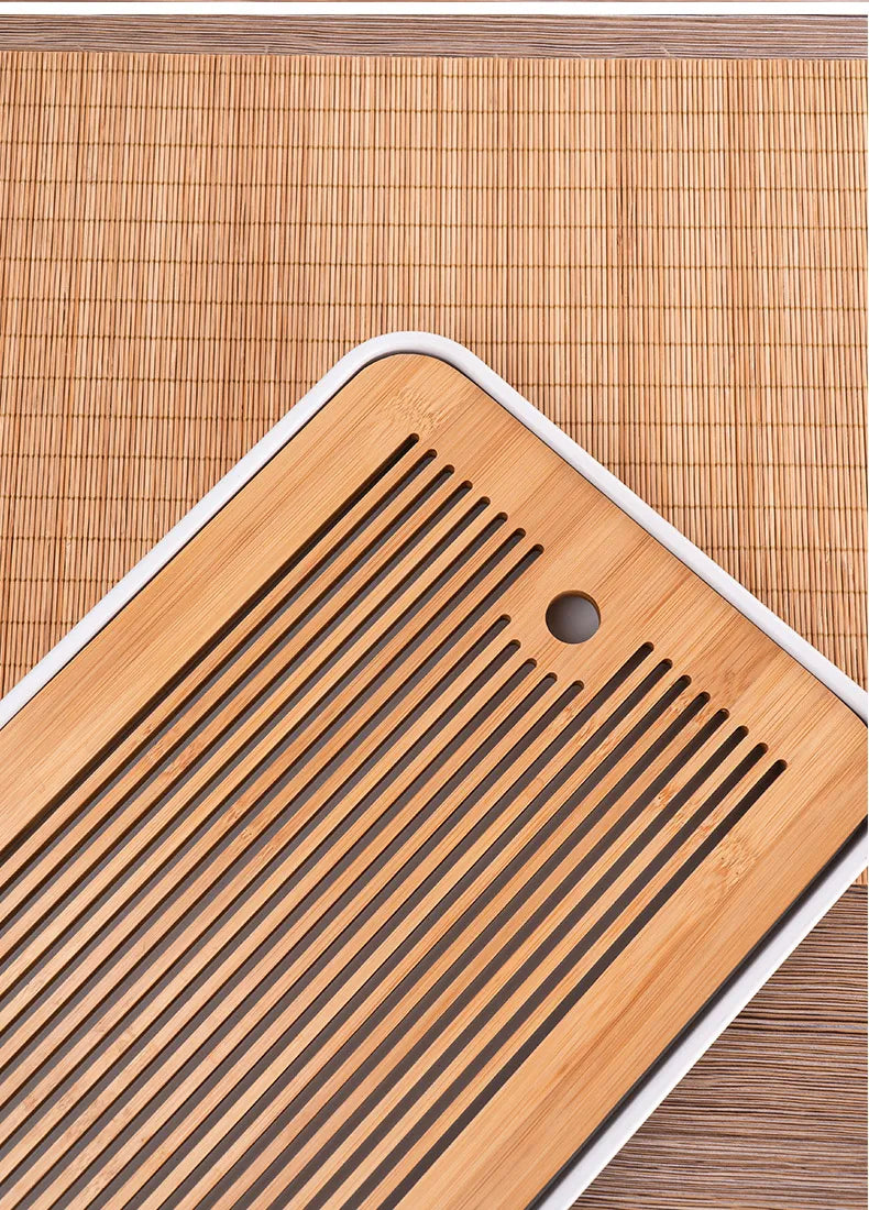 Bamboo Tea Tray Home Living Room Kungfu Tea Set Small Tea Tray Draining Dry Soaking Table Storage Wet And Dry Use