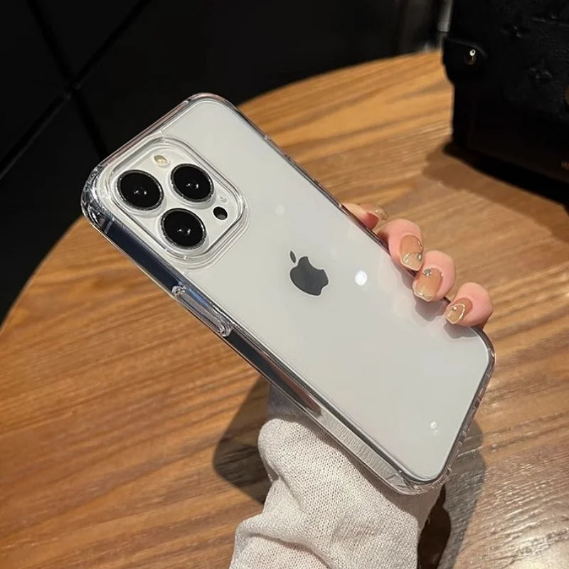 Luxury Transparent Soft Acrylic Phone Case for iPhone 17 Air 16 15 Pro Max 14 Pro Shockproof Cover