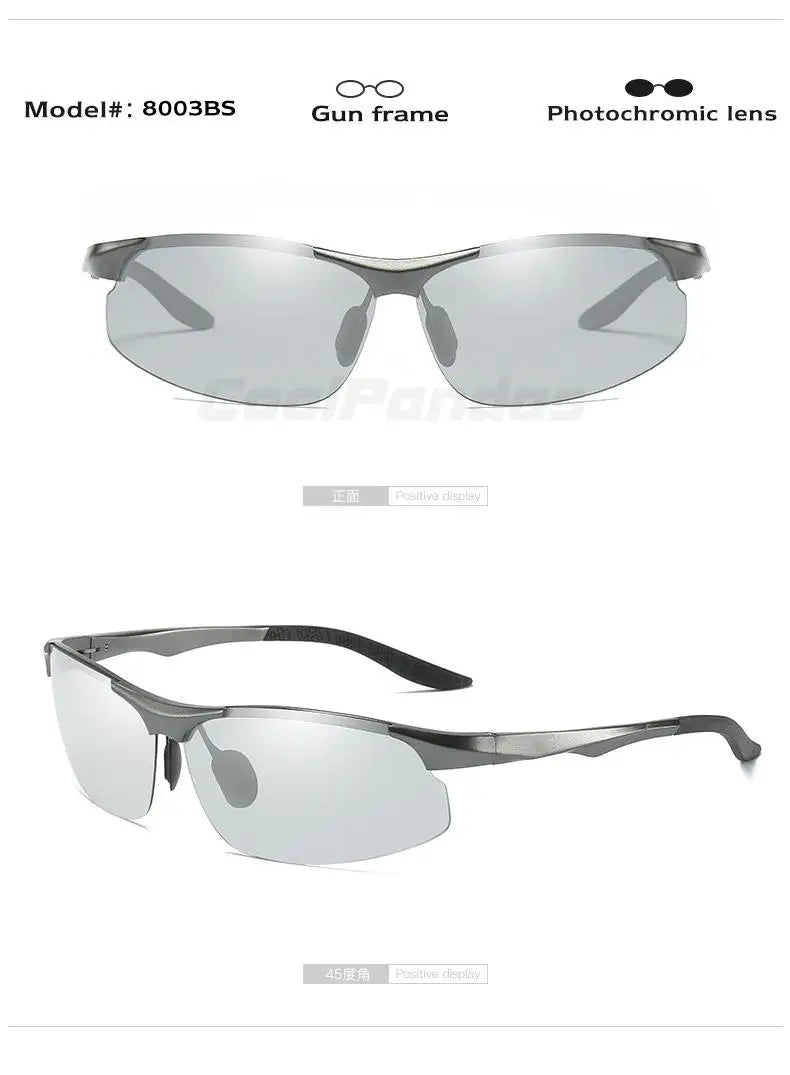 Aluminum Photochromic Polarized UV400 Mirror Driving Sunglasses for Men Women