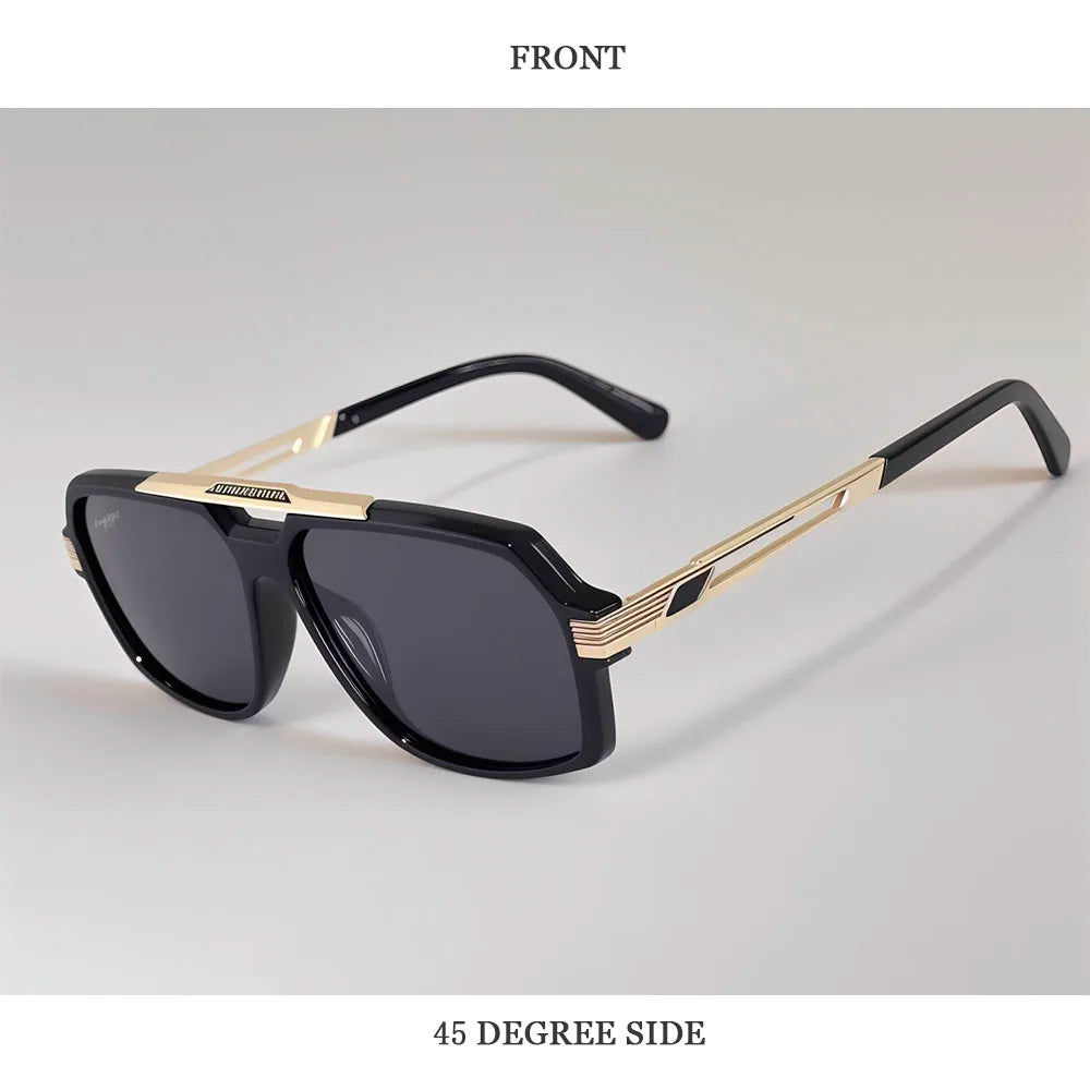 Square Metal Frame Sunglasses With UV400 Protection