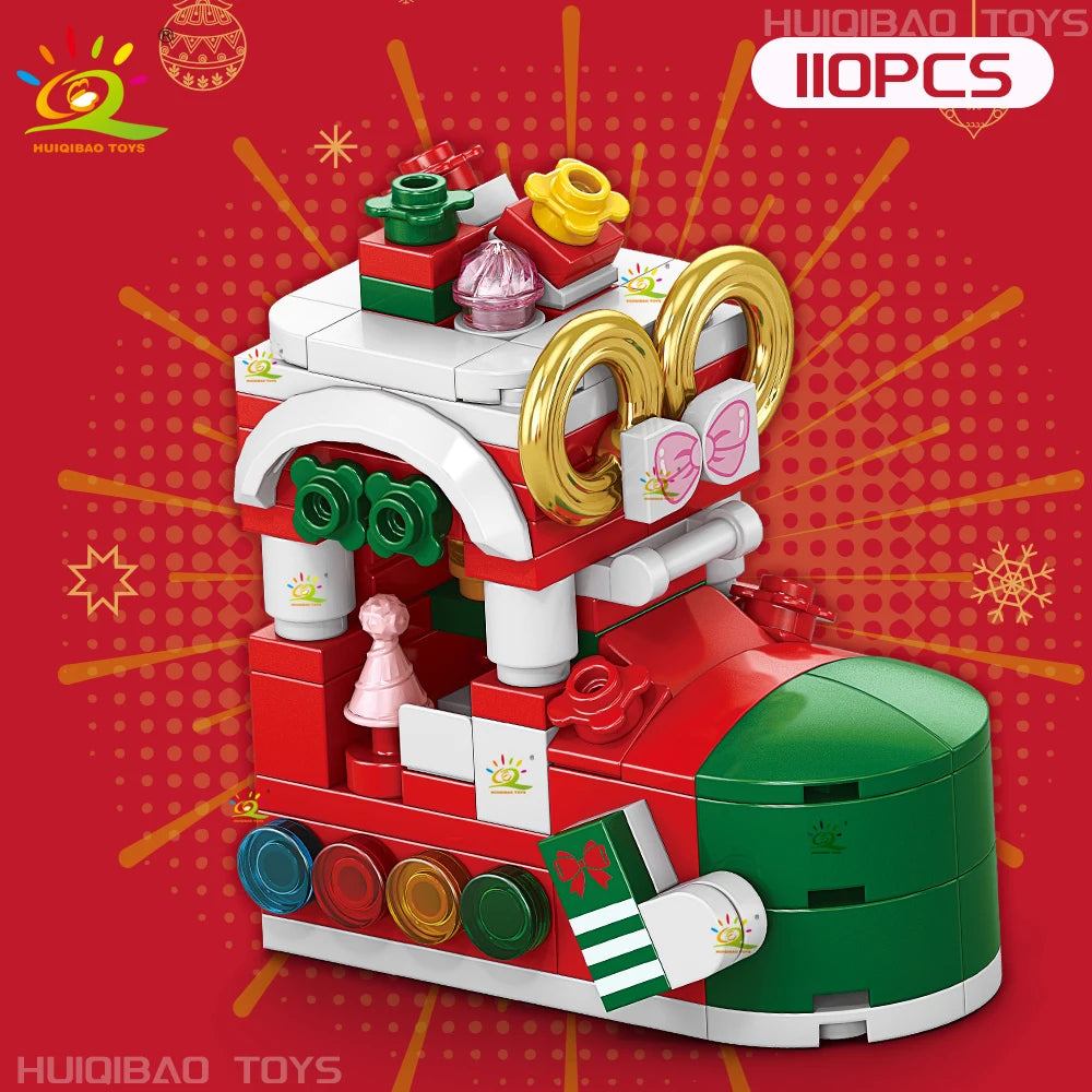 Christmas 8IN1 Santa Claus Tree Model Building Block DIY Elk Snowman Bricks Ornament Toys for  Adult Gift