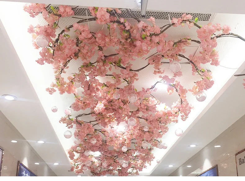 Artificial Hanging Flowers Garland Cherry Blossom Fake Plants Vines for Outdoor Home Wall DIY Wreaths Wedding Arch Garden Decor