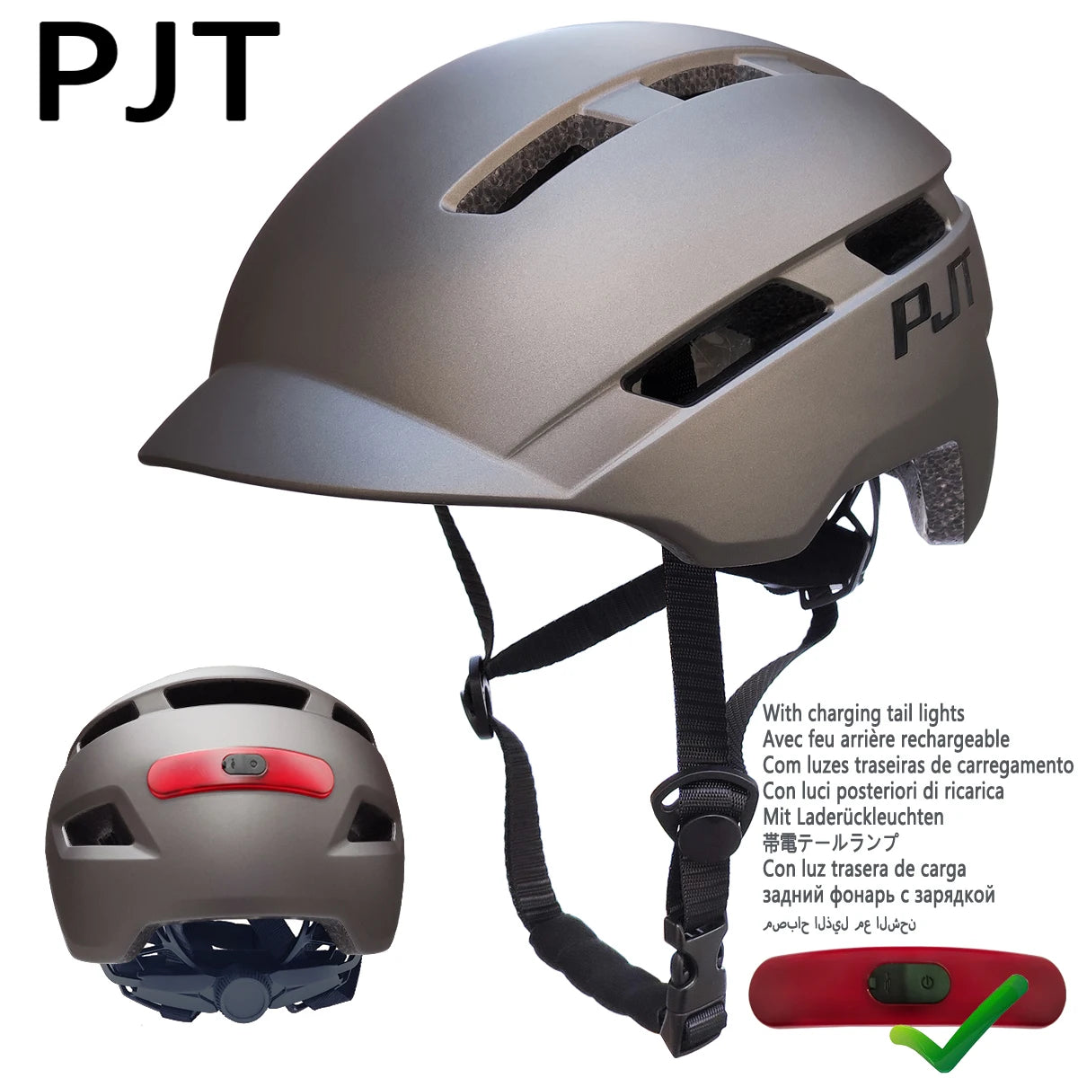 Rechargeable LED Cycling Helmet For Road Mountain Bike And Electric Scooter