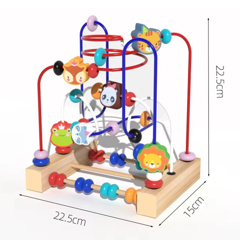 Montessori Wooden Toys Circles Bead Wire Maze Roller Coaster  Early Educational Puzzles Toy for  1 2 3 Years