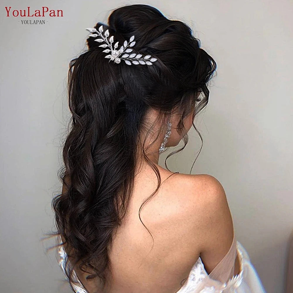 U Shape Hair Pins Alloy Leaf Bridal Hair Clip Wedding Hair Accessories