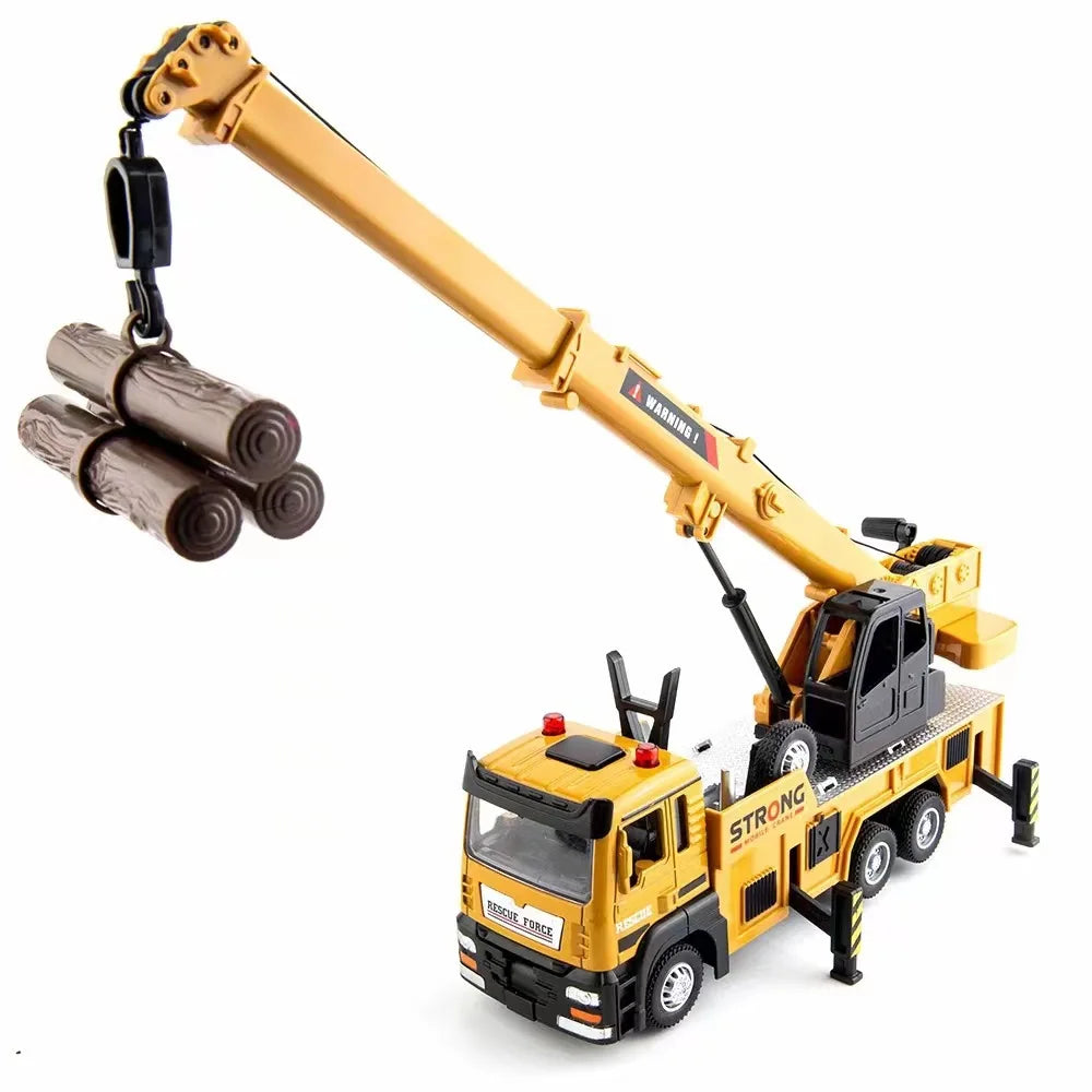 1/32 Crane Truck Alloy Car Model Diecast Metal Toy Simulation Engineering Vehicles with Sound and Light Model