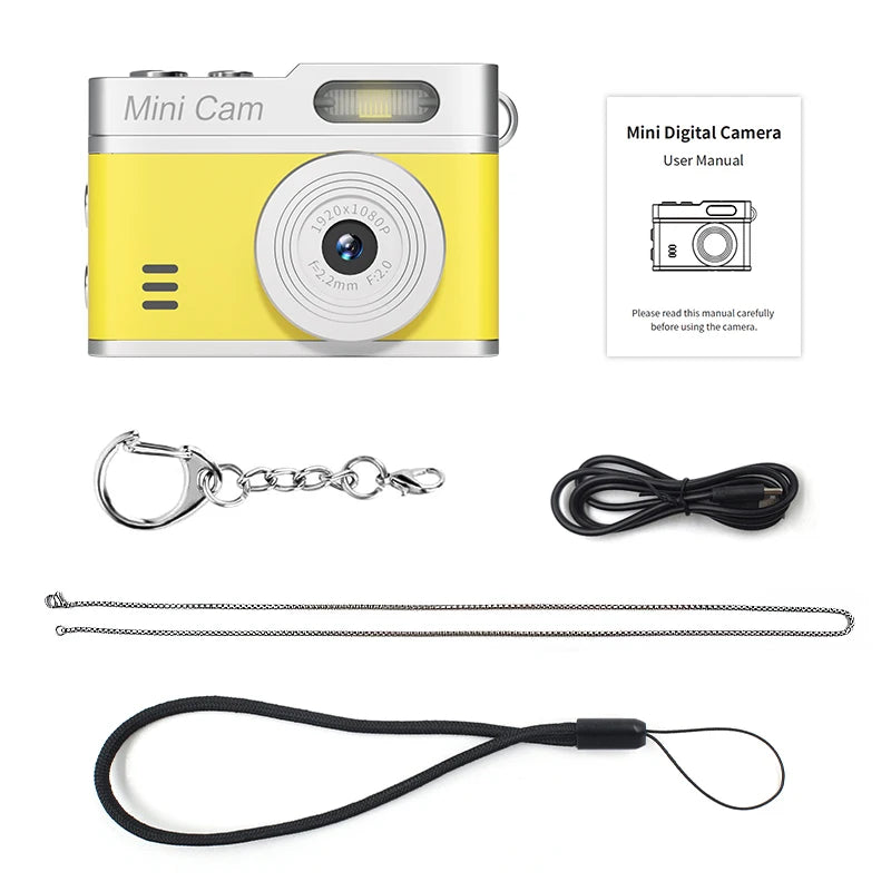 1080P Pocket Action Camera Portable with LED Retro Camera Outdoor Bodycam Mini Keychain Digital Cam 0.96-inch HD Video Recorder