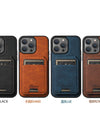 Leather for Magsafe Case for iPhone 16 15 Pro Max 16e 14 Plus 16Plus Bracket Magnetic Back Cover with Card Holder