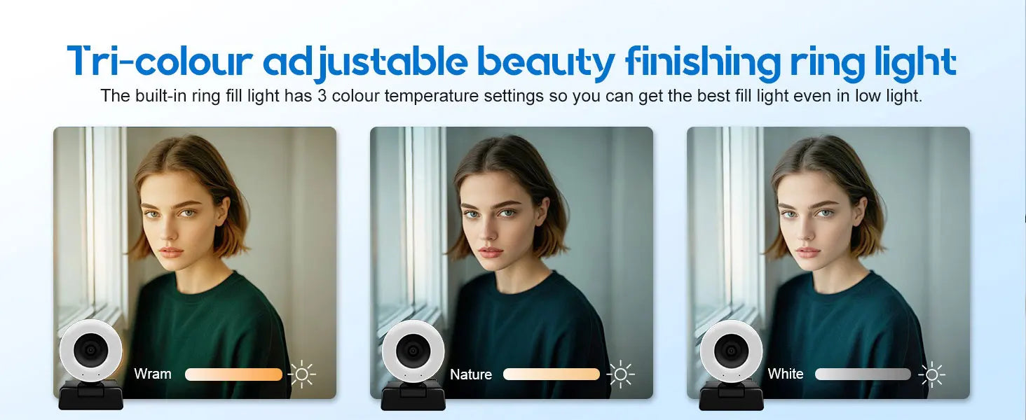 2K Streaming Webcam with Ring Light Autofocus Living Stream Camera 1080P USB Camera with Mics for Tiktok/YouTube Live Broadcast