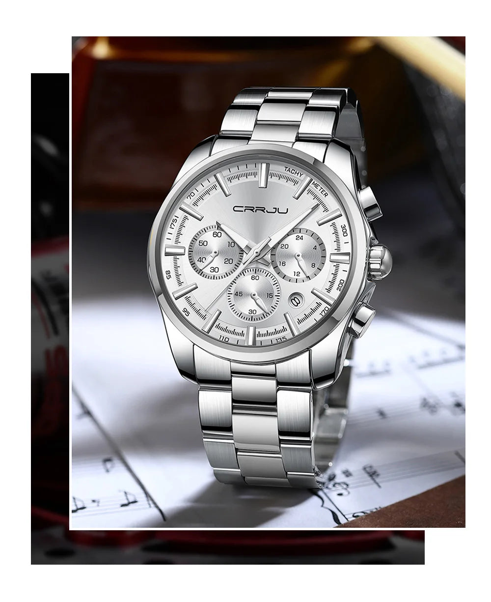 Men Watch Sports Casual Quartz Wristwatches with Chronograph Fashion Stainless Steel Auto Date Clock Male