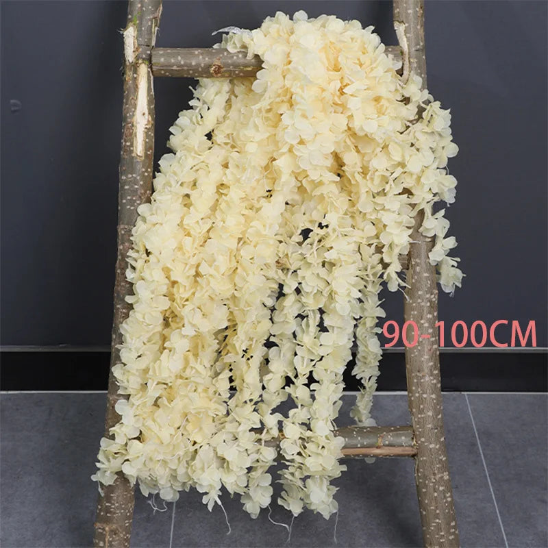 Artificial Wisteria Garland Flowers Faux Wall Vine Flower Backdrop Hanging Flowers Arch Garden Home Wedding Party Decor Rattan