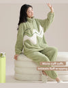 Women’s Winter Flannel Pajama Set – Warm Coral Fleece Loungewear with Cute Bunny Design