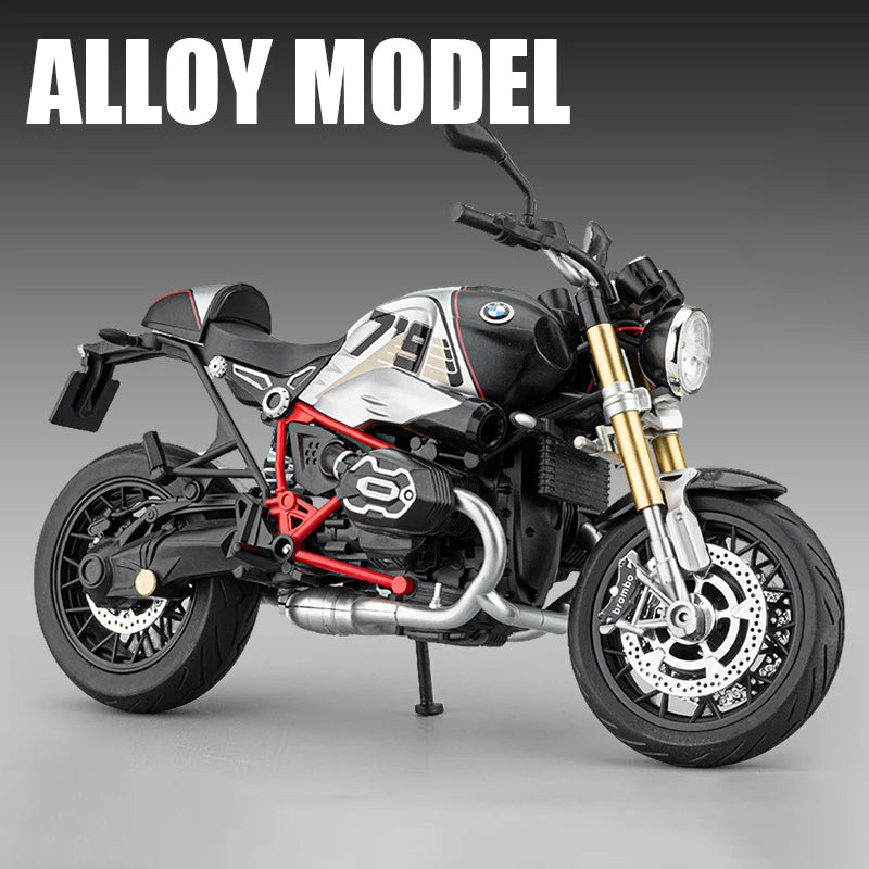 Diecast BMW R Nine T Retro Motorcycle Model 1 to 9 Scale