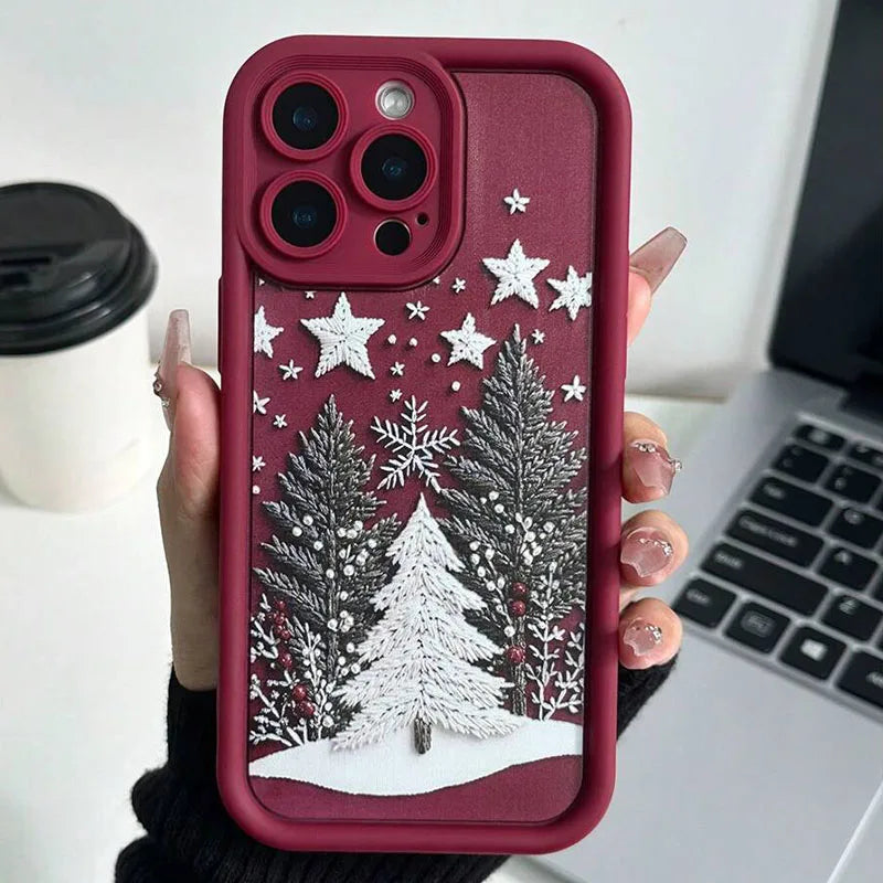Winter Christmas Tree Design Pattern Phone Case For iPhone 17 16 Pro Max Air 15 14 16e Cover