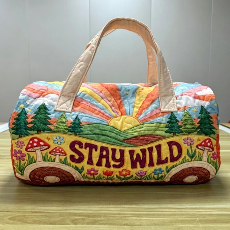 Handle Strap Quilted Travel Duffle Bag Large Capacity Weekender Tote