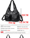 Women Casual Multiple Pockets Tote Bag Lady Large Capacity Shoulder Crossbody Bag Vintage Soft Leather Travel Bag