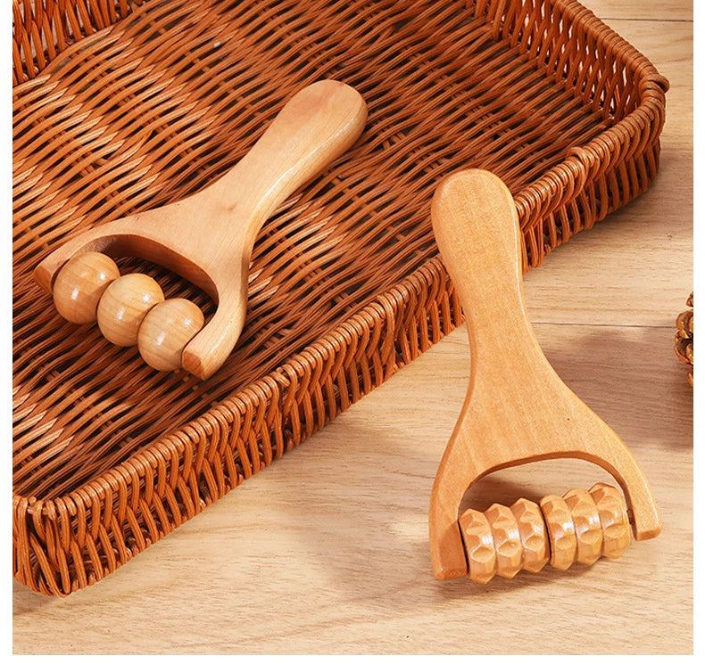 Wooden Massage Roller Therapy Body Massager Foot Face Shoulder Neck Hand Push Roller Massager Body Soothing Massage Tool