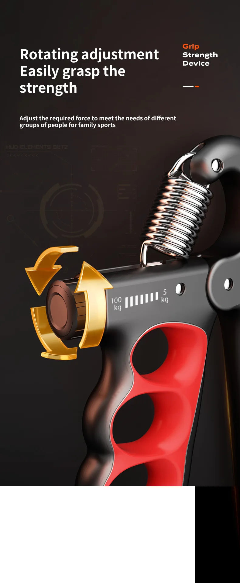 5-100kg Adjustable Grip Strength Gym Wrist Expander Hand Strengthener Muscle Hand Strength Exercise Recovery Fitness