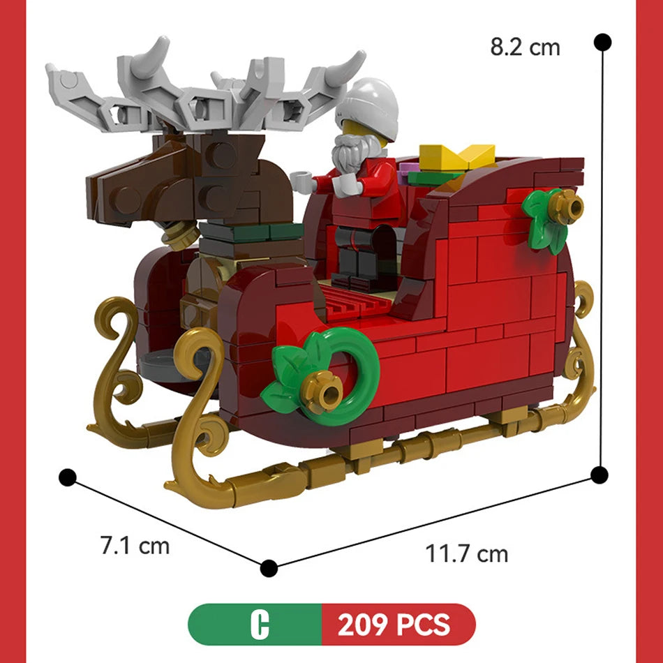 Merry Christmas Train Santa Claus Sleigh Carriage Christmas Tree Building Blocks Assembly Bricks Toys 's Xmas Gifts