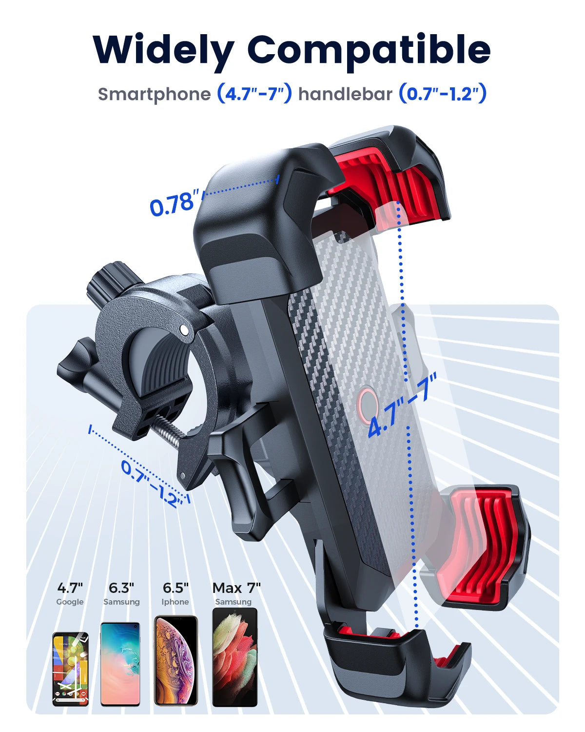 Universal Bike Phone Holder for 4.7-7 inch Mobile Phone 360°View Bicycle Phone Holder Stand Shockproof Bracket JR-ZS288